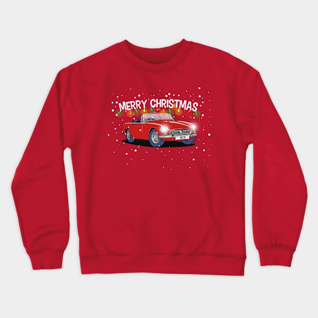 MGB Vintage Car Merry Christmas Crewneck Sweatshirt by Webazoot
